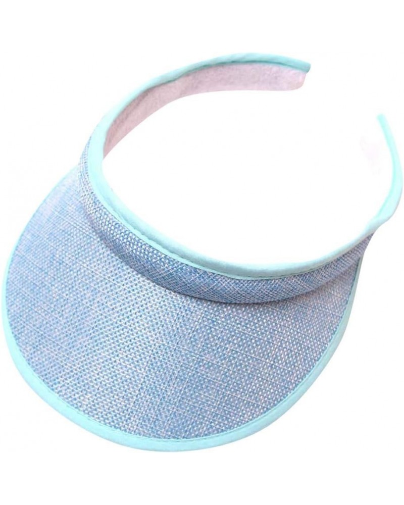 Sun Visor Hats for Women Women Wide Brim Empty Top Tennis Hats Summer Hats for Women Beach Baseball Cap Sky Blue $5.25 Visors