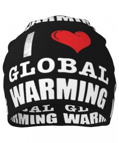 I Love Global Warming Beanie Skull Cap Warm Knit Slouchy Hat for Women Men Black $13.82 Skullies & Beanies