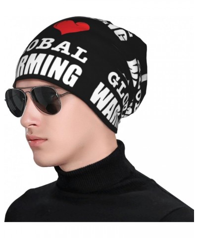 I Love Global Warming Beanie Skull Cap Warm Knit Slouchy Hat for Women Men Black $13.82 Skullies & Beanies