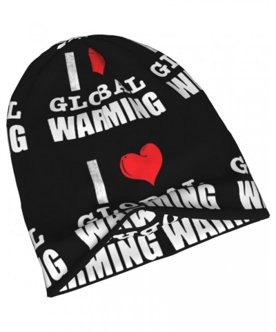 I Love Global Warming Beanie Skull Cap Warm Knit Slouchy Hat for Women Men Black $13.82 Skullies & Beanies