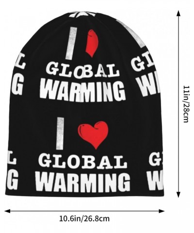 I Love Global Warming Beanie Skull Cap Warm Knit Slouchy Hat for Women Men Black $13.82 Skullies & Beanies