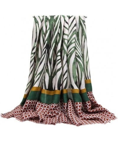 Fashion Women's Scarf Branch Floral Printed Scarf for Women Lightweight Long Scarf Fall Winter Shawl Wraps Green $10.59 Scarves