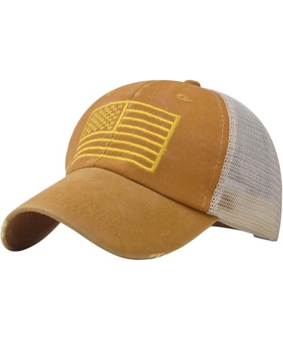 Hats for Men Adult Casual Fashion Printed Adjustable Outdoor Sunshade Breathable Hat Yellow $9.46 Baseball Caps