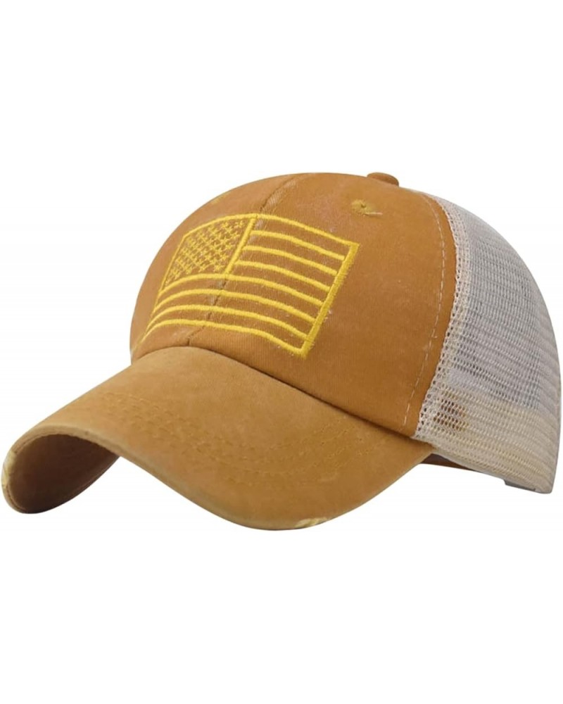 Hats for Men Adult Casual Fashion Printed Adjustable Outdoor Sunshade Breathable Hat Yellow $9.46 Baseball Caps