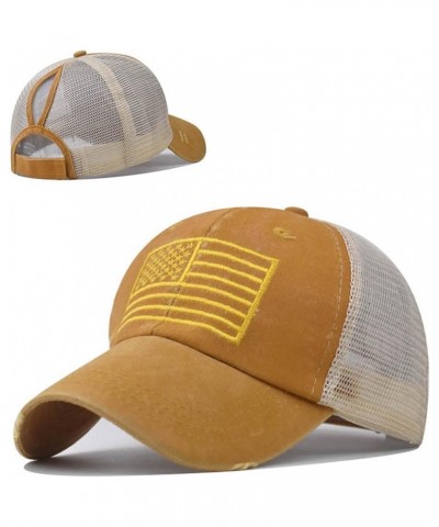 Hats for Men Adult Casual Fashion Printed Adjustable Outdoor Sunshade Breathable Hat Yellow $9.46 Baseball Caps