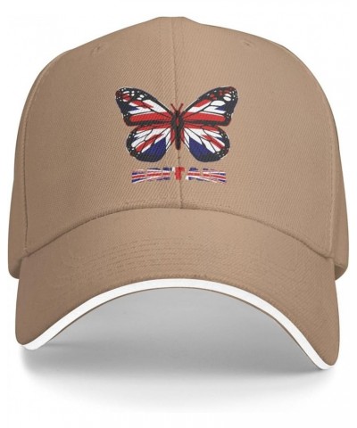 Butterfly Britain Flag Baseball Cap for Men Women Natural $11.75 Baseball Caps