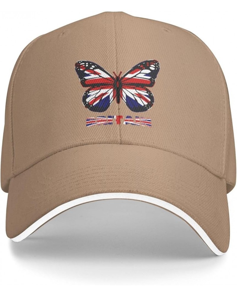 Butterfly Britain Flag Baseball Cap for Men Women Natural $11.75 Baseball Caps