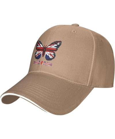 Butterfly Britain Flag Baseball Cap for Men Women Natural $11.75 Baseball Caps