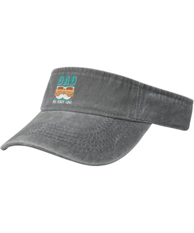 Dad My First Love Sun Visor Hats for Women Men Adjustable Cooling Sports Sun Hats Cotton Golf Cap Gray $11.58 Visors