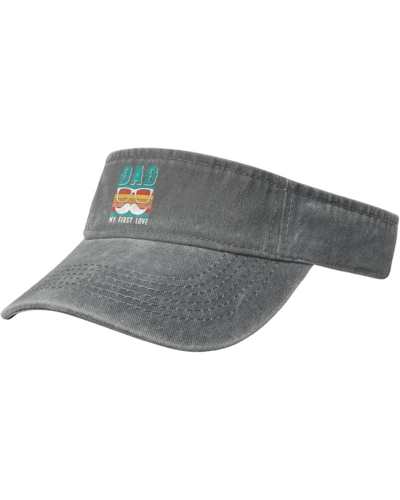 Dad My First Love Sun Visor Hats for Women Men Adjustable Cooling Sports Sun Hats Cotton Golf Cap Gray $11.58 Visors