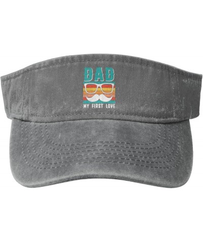 Dad My First Love Sun Visor Hats for Women Men Adjustable Cooling Sports Sun Hats Cotton Golf Cap Gray $11.58 Visors