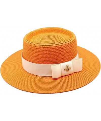 Women Fashion Top Hat Sunshade Sunscreen Big Edge Panama Hat Gentleman Hat Straw Cap Orange $16.42 Sun Hats