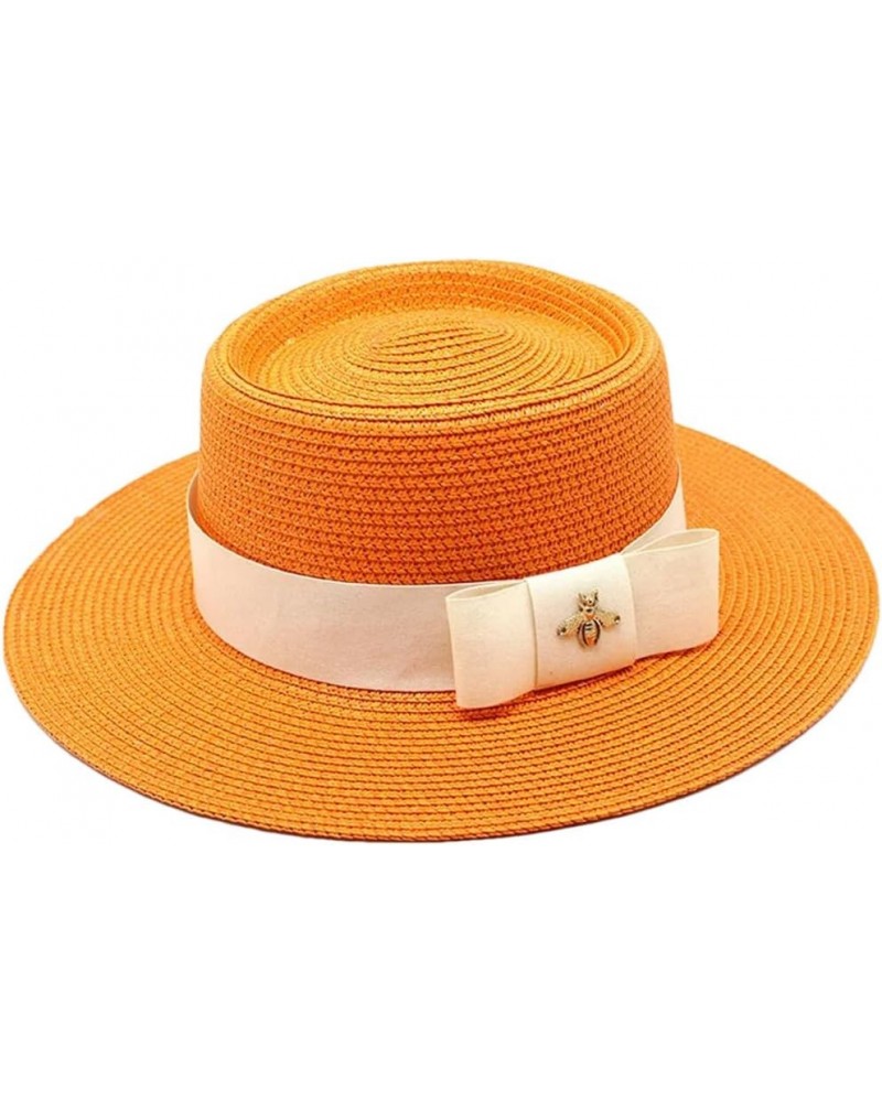 Women Fashion Top Hat Sunshade Sunscreen Big Edge Panama Hat Gentleman Hat Straw Cap Orange $16.42 Sun Hats