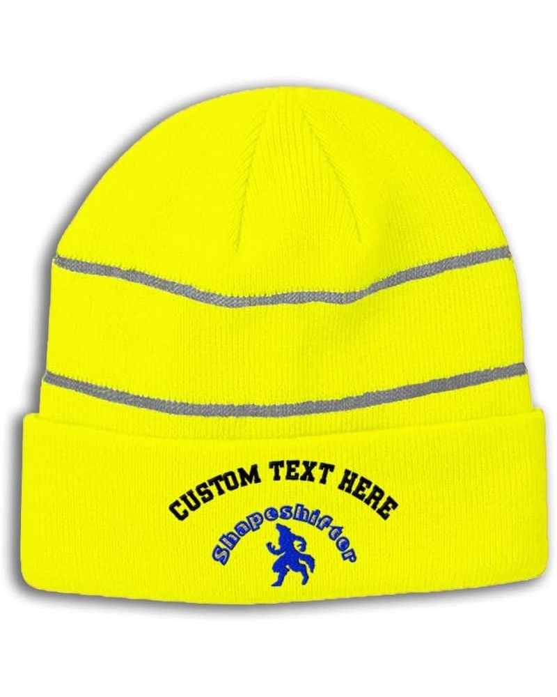 Custom Reflective Beanie Shapeshifter Acrylic High Visibility Running Gear Skull Cap for Men & Women 1 Size Neon Yellow Perso...