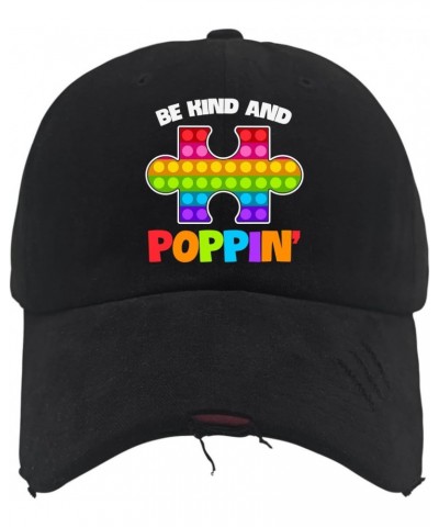 Be Kind and Poppin' Autism Awareness Hat Camping Hat AllBlack Womens Sun Hat Gifts for Her Workout Hats $11.99 Sun Hats