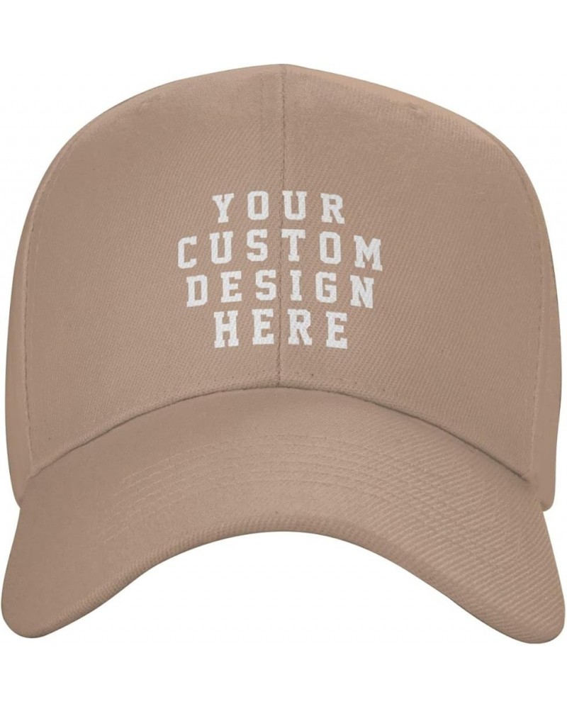 Custom Hat Add Your Name Logo Text Image Here Personalized Baseball Hats Natural $7.77 Baseball Caps