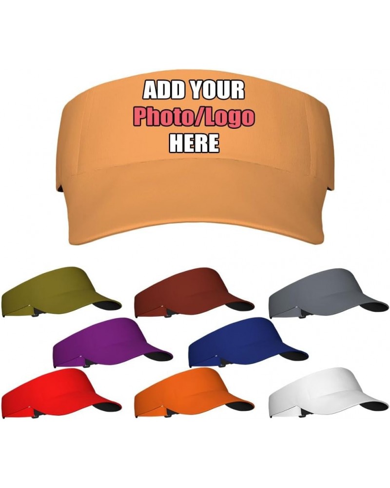 Custom Visor Hat for Men Women, Personalized Adjustable Visor Cap with Your Own Photo Name Logo Sandybrown $10.79 Visors