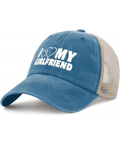 I Love My Girlfriend Hat Men with Design Denim Hats Womens AllBlack Cycling Cap Funny Unique Gifts for Welder Lake Blue $12.5...