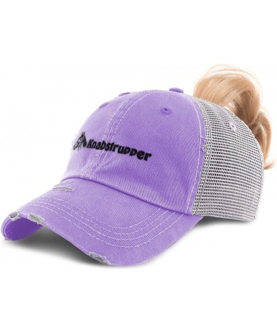 Womens Ponytail Cap Knabstrupper Horses Pony Cotton Equestrian Distressed Trucker Hat Lavender Design Only $15.59 Baseball Caps