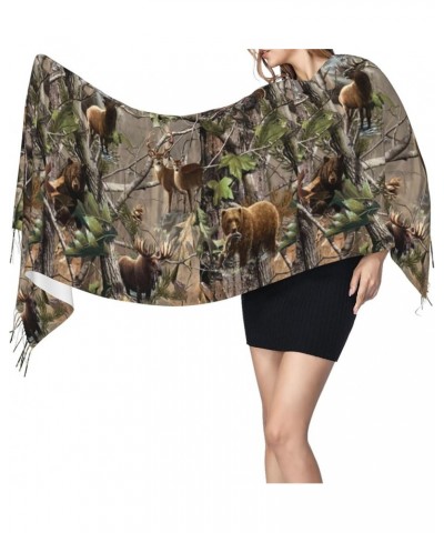 African Weaving Print Tassel Scarf For Women Shawl Wrap Unique Design, Fashion Fringed Scarf 77" X 27 Hunting Deer Bear Elk $...