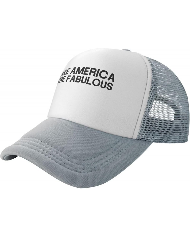 Men and Women Baseball Hat Adjustable Make America More Fabulous Mesh Trucker Cap Vintage Dad Hat Gray $10.85 Baseball Caps