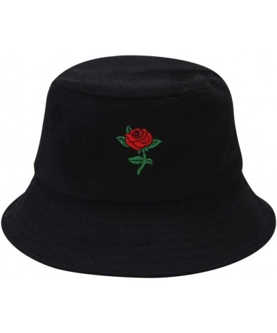 Fisherman Women Hat Sunscreen Men Cap Outdoors Adult Print Rose Unisex Flower Baseball Caps Women's Hats Black $7.98 Sun Hats