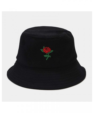 Fisherman Women Hat Sunscreen Men Cap Outdoors Adult Print Rose Unisex Flower Baseball Caps Women's Hats Black $7.98 Sun Hats