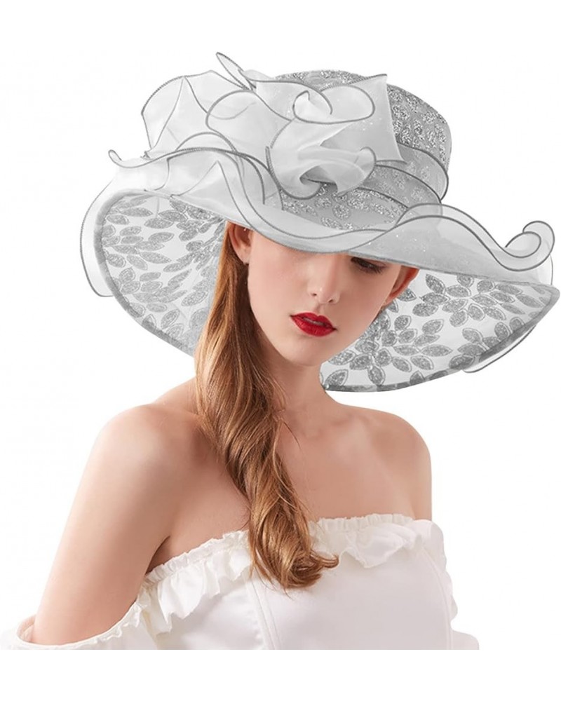 Church Dress Bowler Derby Fascinator Hat 20s 50s Vintage Bucket Hat Wide Brim Dress Hat Headband Clip B1-grey $14.99 Sun Hats