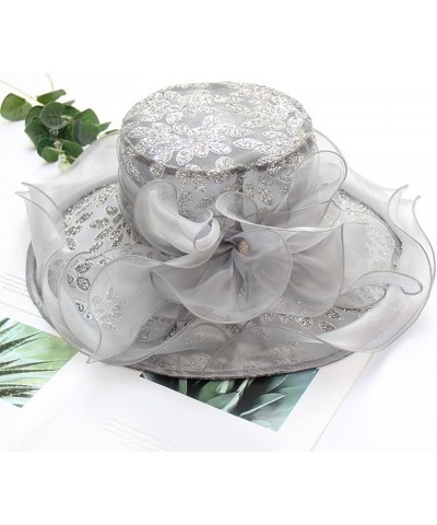 Church Dress Bowler Derby Fascinator Hat 20s 50s Vintage Bucket Hat Wide Brim Dress Hat Headband Clip B1-grey $14.99 Sun Hats