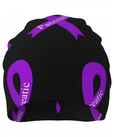 Pancreatic Cancer Awareness Purple Ribbon Comfort Elegance Knitted Hat Black Daily for Men Women $11.06 Skullies & Beanies