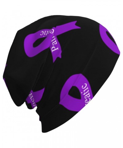 Pancreatic Cancer Awareness Purple Ribbon Comfort Elegance Knitted Hat Black Daily for Men Women $11.06 Skullies & Beanies