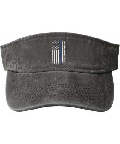 American Flag Distressed Thin Blue Line Sun Hat Sun Visor Hats for Women Men Baseball Cap Golf Hats Deep Heather $9.47 Visors