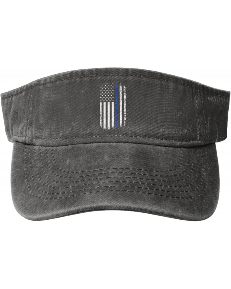 American Flag Distressed Thin Blue Line Sun Hat Sun Visor Hats for Women Men Baseball Cap Golf Hats Deep Heather $9.47 Visors