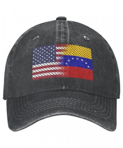 Flag of Venezuela and USA Adjustable Stylish Unique Unisex Washed Cowboy Baseball Adult Hat Black $14.30 Baseball Caps