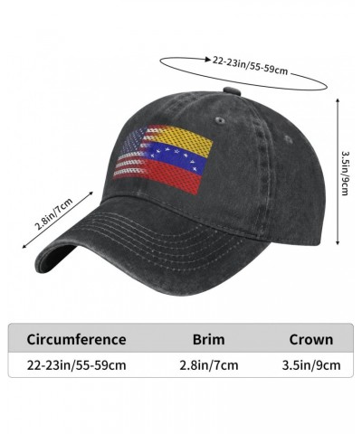 Flag of Venezuela and USA Adjustable Stylish Unique Unisex Washed Cowboy Baseball Adult Hat Black $14.30 Baseball Caps