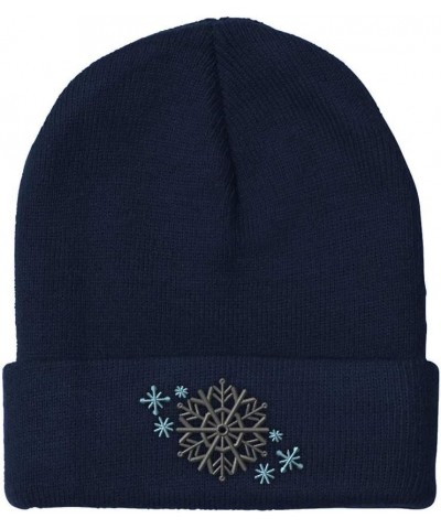 Beanies for Men Christmas Snowflake H Embroidery Christmas Winter Hats for Women Acrylic Skull Cap 1 Size Navy Design Only $1...