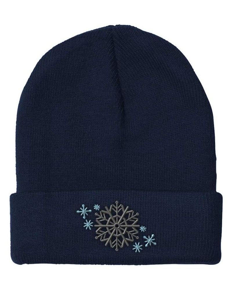 Beanies for Men Christmas Snowflake H Embroidery Christmas Winter Hats for Women Acrylic Skull Cap 1 Size Navy Design Only $1...