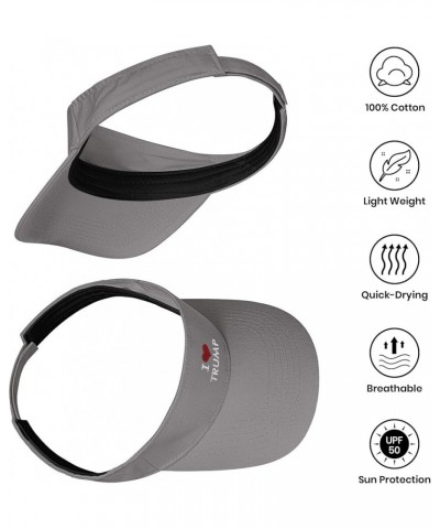 Embroidered Visor Hat Sun Sports Adjustable Visor Cap for Men Women Grey $10.74 Visors