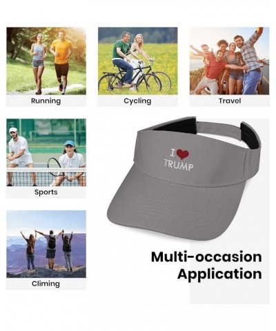 Embroidered Visor Hat Sun Sports Adjustable Visor Cap for Men Women Grey $10.74 Visors