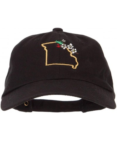 Missouri Hawthorn with Map Embroidered Unstructured Washed Cap Black $15.41 Baseball Caps