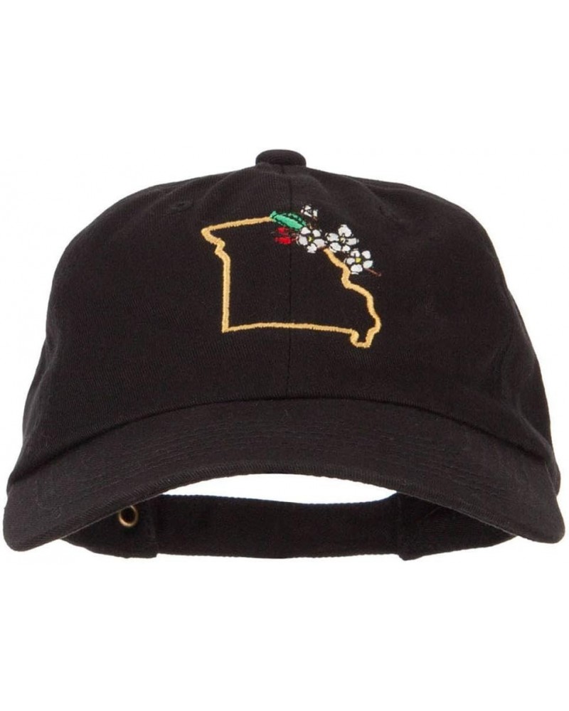 Missouri Hawthorn with Map Embroidered Unstructured Washed Cap Black $15.41 Baseball Caps