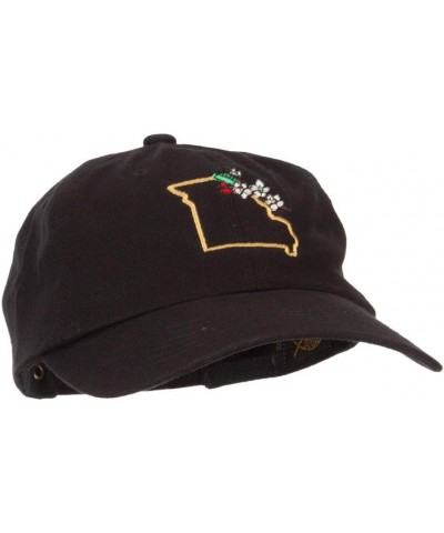 Missouri Hawthorn with Map Embroidered Unstructured Washed Cap Black $15.41 Baseball Caps