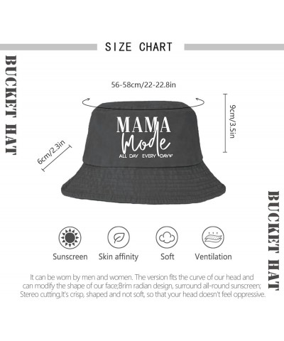 Mom Mode All Day Every Day Bucket Hat Bucket Hats Vintage Womens Hats for Fishing Accessories for Golf Must Haves Wash Black ...