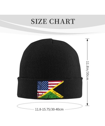 American Flag and Jamaican Flag Half Cozy Knitted Hat for Winter - Warm Comfort Black Black $15.66 Skullies & Beanies