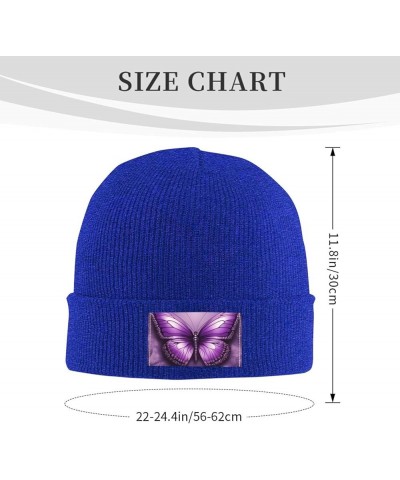 Black Warm Knit Hat Beautiful Purple Butterfly Art Pattern Soft Good Elasticity Suitable for Outdoor Sports Blue $11.46 Skull...