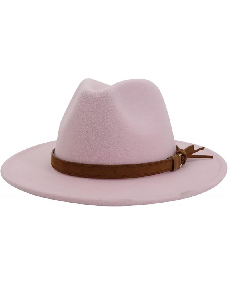 Fedora Hats for Women,Felt Fedora Hats for Womens Panama Hat Wide Brim M508_pink $10.99 Sun Hats