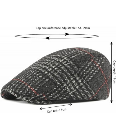 Autumn Winter Tweed Warm Beret Men's Hats Plaid Newsboy Hat Retro Flat Caps Casual Dad Cap Unisex Hats Khaki $14.09 Newsboy Caps