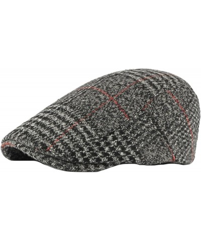 Autumn Winter Tweed Warm Beret Men's Hats Plaid Newsboy Hat Retro Flat Caps Casual Dad Cap Unisex Hats Khaki $14.09 Newsboy Caps