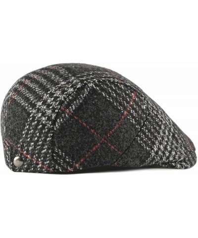 Autumn Winter Tweed Warm Beret Men's Hats Plaid Newsboy Hat Retro Flat Caps Casual Dad Cap Unisex Hats Khaki $14.09 Newsboy Caps