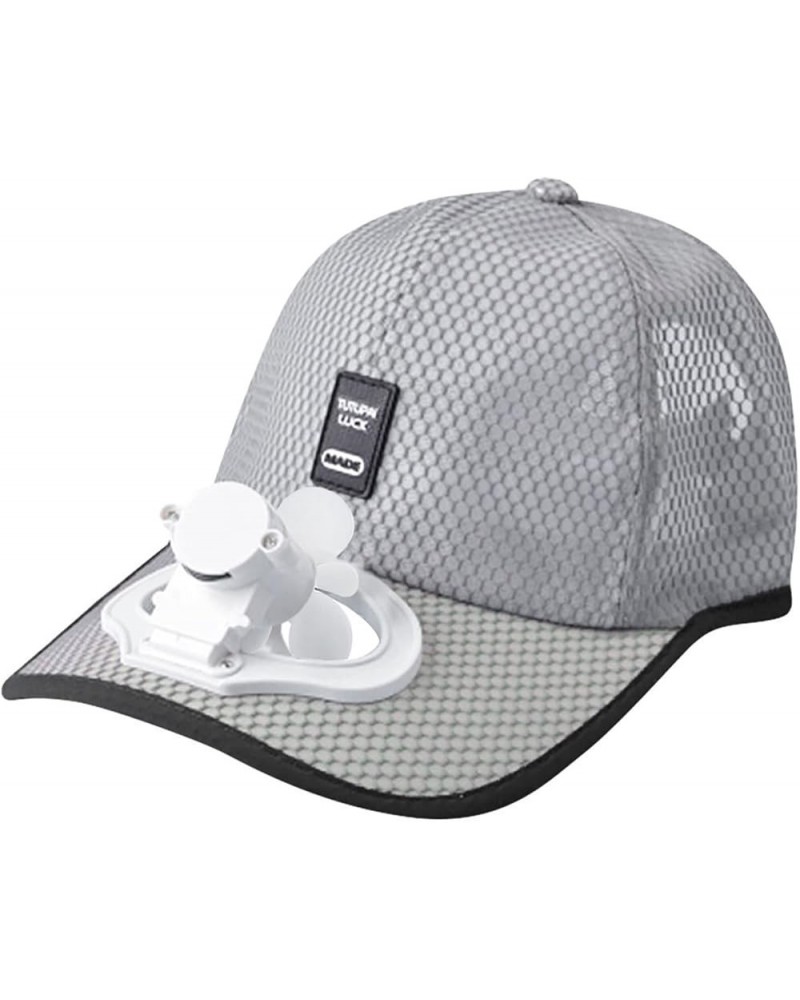 Summer Hat Sunscreen Cooling USB Breathable Cap Shade Charging Baseball Fan Hat Mens Ball Caps Adjustable Light Gray $10.37 R...